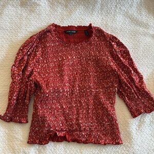 Red Floral Smocked Top